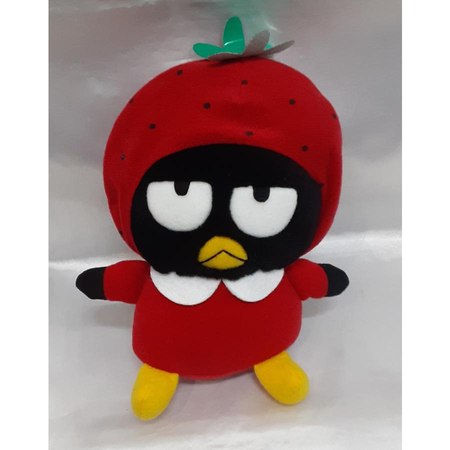 イチゴの着ぐるみ着た バッドばつ丸 ぬいぐるみ 1999年 赤 レッド いちごフード 苺 サンリオ エイコー タグ無し 全長約19cm | 