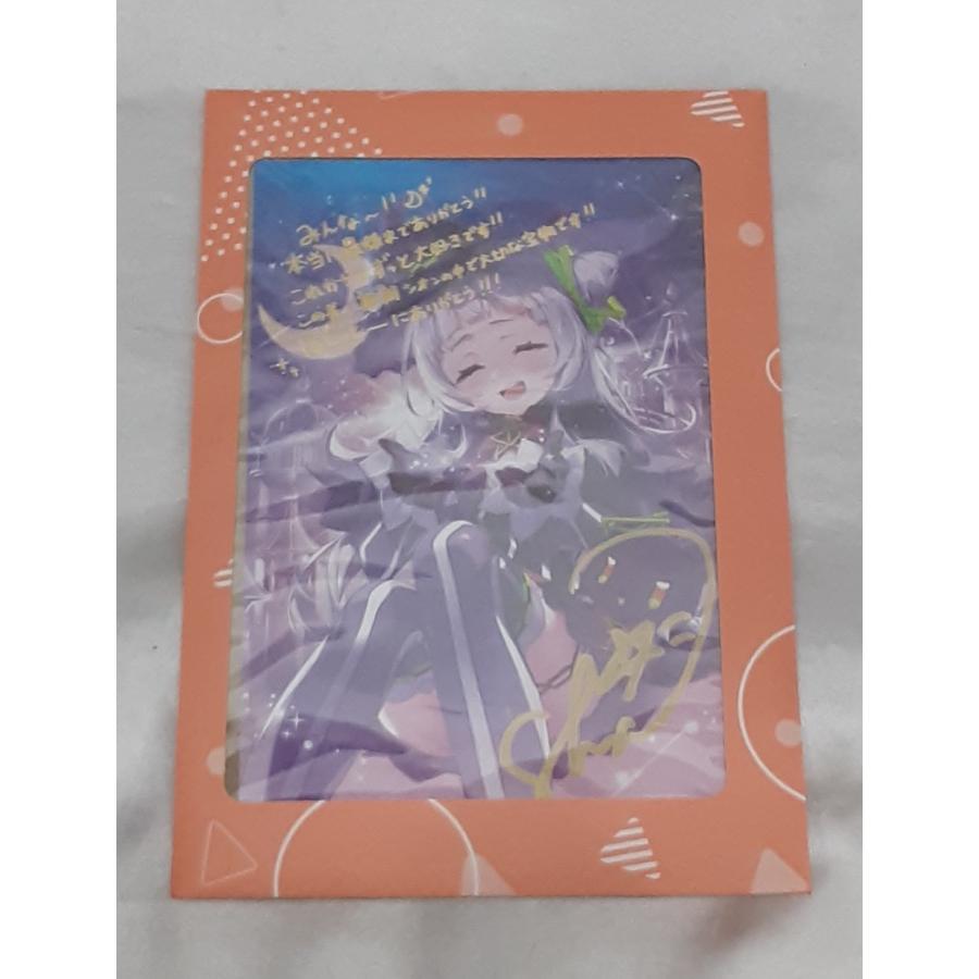紫咲シオン 直筆サイン＆箔押し複製メッセージ入り ぴ助描き下ろし ポストカード 卒業グッズ ホロライブ hololive 特典 未開封 |  | 02