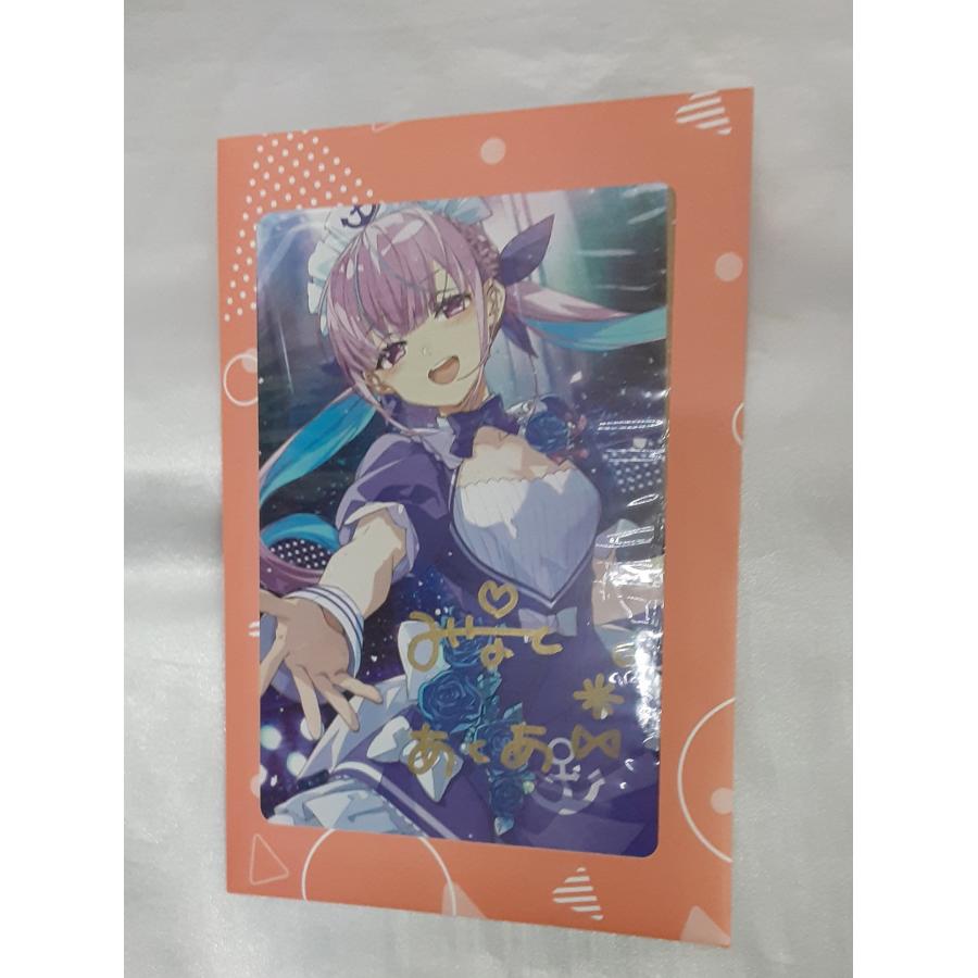 ホロライブ 湊あくあ 10万人記念 直筆サイン入りポストカード 湊あくあ 直筆サイン入り BUNBUN描き下ろしポストカード 活動6周年記念