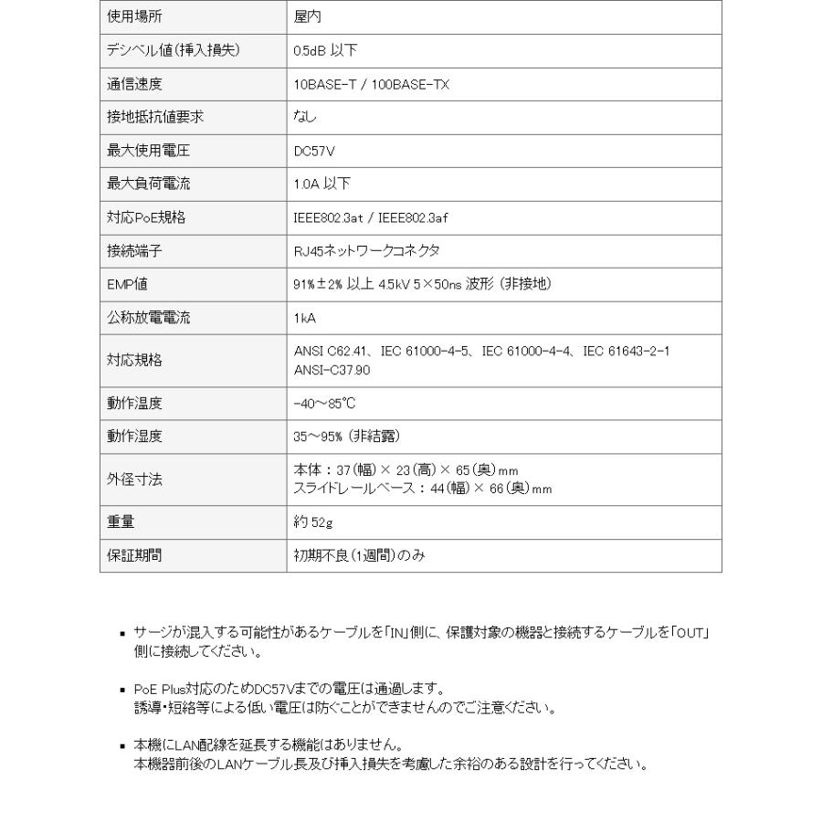 LANケーブル用高性能雷サージプロテクター(PoE対応) / POE-B2 LANケーブル用高性能雷サージプロテクター(PoE対応) / POE-B2
