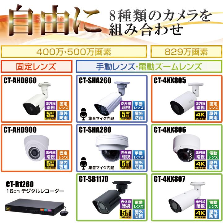 防犯カメラ1〜16台セット 16chデジタルレコーダーの4K 5MP AHDカメラ追加オプションセット（HDD1〜20TB選択）/ セット1658-AHD_2