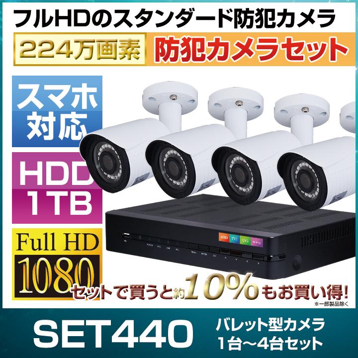 4CH フルハイビジョン　屋外型防犯カメラセット　AHDカメラ4台　レコーダー付 4chデジタルレコーダーとフルHD AHDカメラ4台の防犯カメラセット
