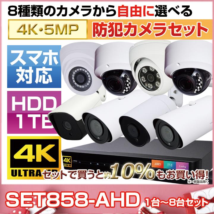 防犯カメラ1〜8台セット 8chデジタルレコーダーの4K 5MP AHDカメラ追加オプションセット（HDD1〜16TB選択）/ セット858-AHD｜bc-direct｜02