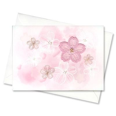 グリーティングカード 和風多目的 ハンドメイド 刺繍貼り付け 水彩ふわり桜 Leaf G All 499 l Pictorial Network 通販 Yahoo ショッピング