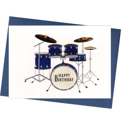 グリーティングカード バースデー 青いドラムセット ハンドメイド Leaf G 084 l Pictorial Network 通販 Yahoo ショッピング