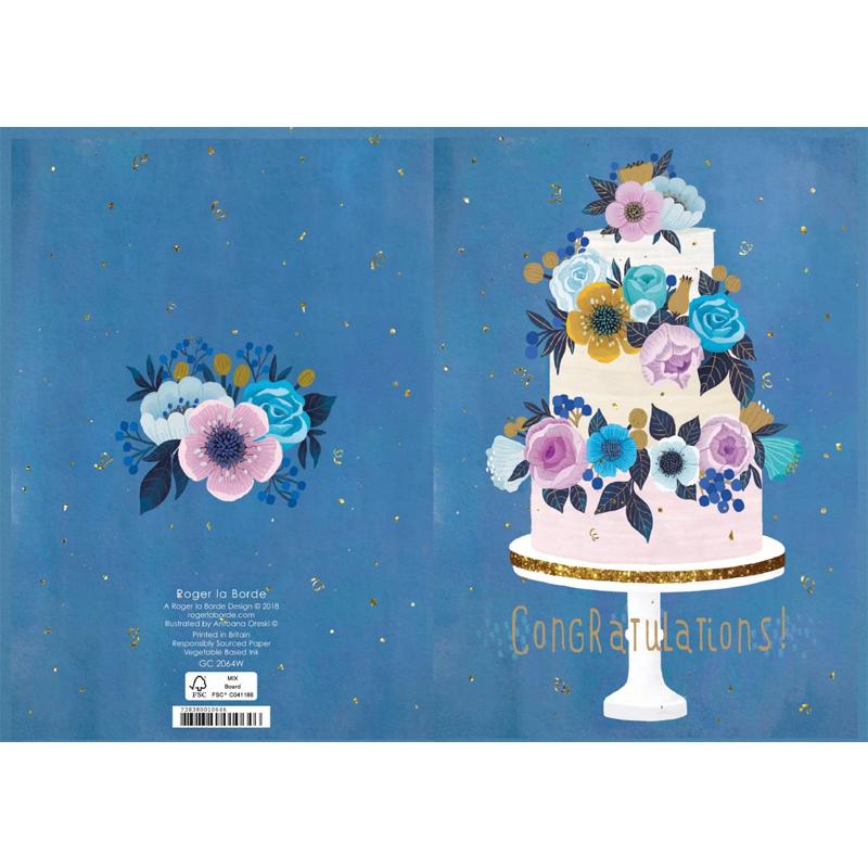 グリーティングカード ウェディング 結婚祝い Congratulations フラワーデコレーションウェディングケーキ 青地 Paper Gc64w G W 046 l Pictorial Network 通販 Yahoo ショッピング