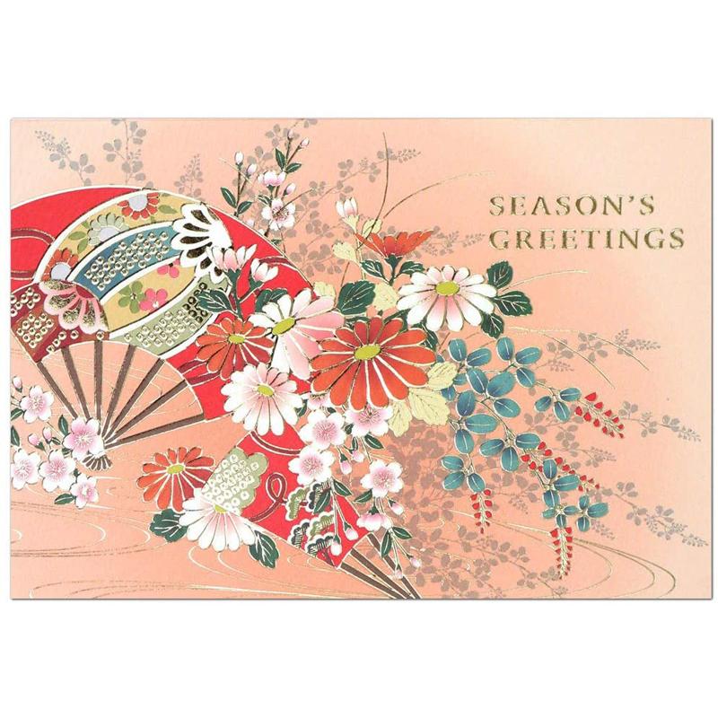 グリーティングカード クリスマス 和風フォーマル 扇子と花 Gl G Xmas 038 l Pictorial Network 通販 Yahoo ショッピング