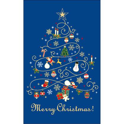 グリーティングカード クリスマス クリスマスツリー Pin Ag528 青 特別訳あり特価
