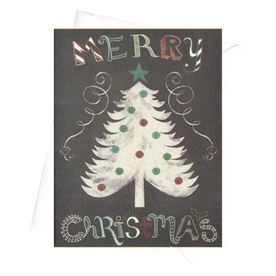 l Pictorial Networkグリーティングカード白いクリスマスツリー 黒 Paper お買い得