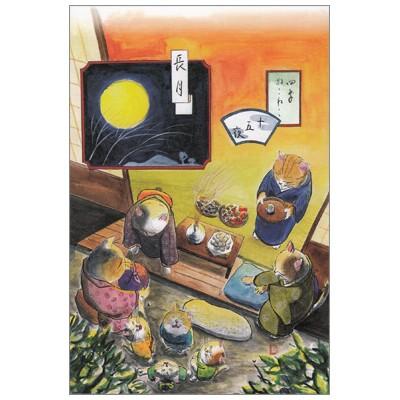 ポストカード イラスト 四季ねこねこ 9月 長月 お月見 十五夜 縁側 Snpc17 Ill 1111 l Pictorial Network 通販 Yahoo ショッピング
