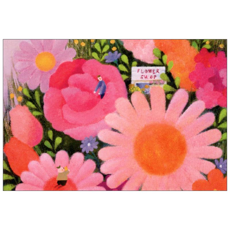 ポストカード イラスト 数量は多 松井しのぶ Memories 花束に包まれて