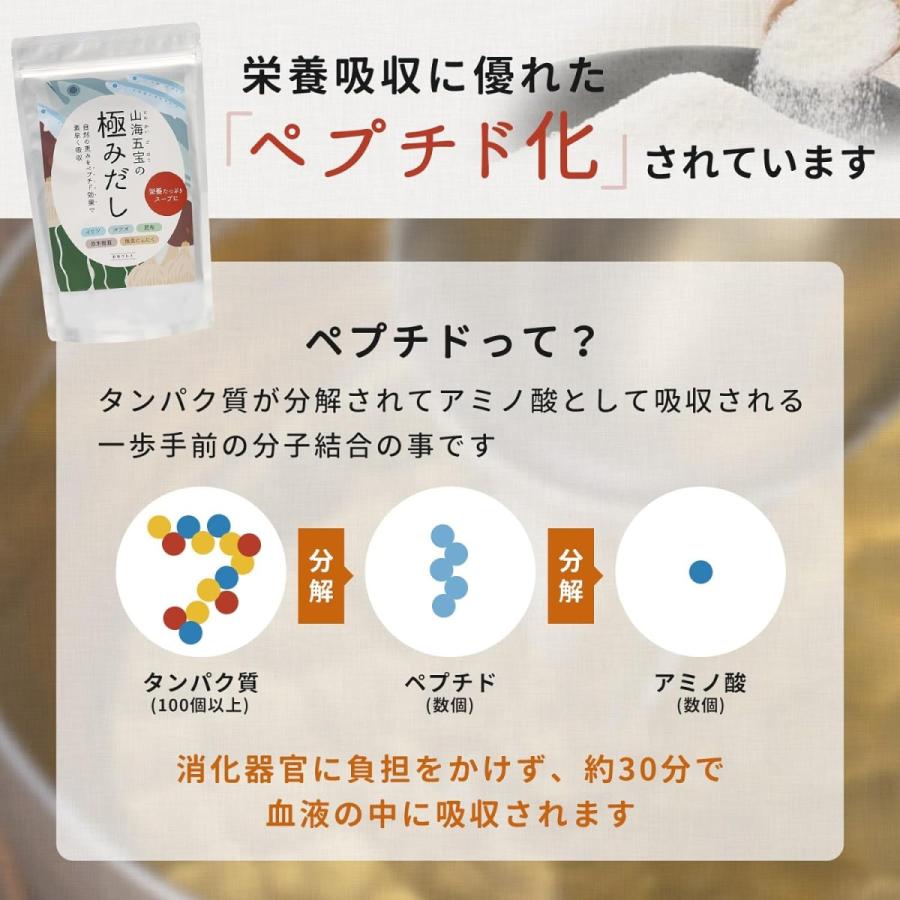 だし 山海五宝の極みだし 無添加 出汁 和風だし 国産 食塩不使用 500g ペプチド 栄養スープ 天然成分100% 料亭の味 虹色グルメ |  | 06