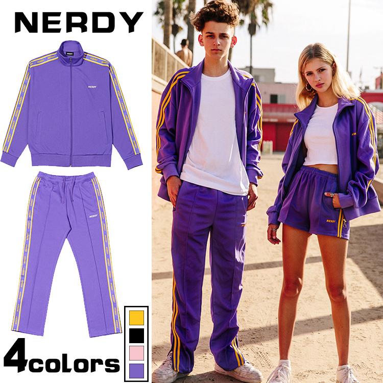 Nerdy ジャージ レディース 上下 セットアップ 春着 大きいサイズ パープル ベージュ 送料無料 男女兼用 レビュー