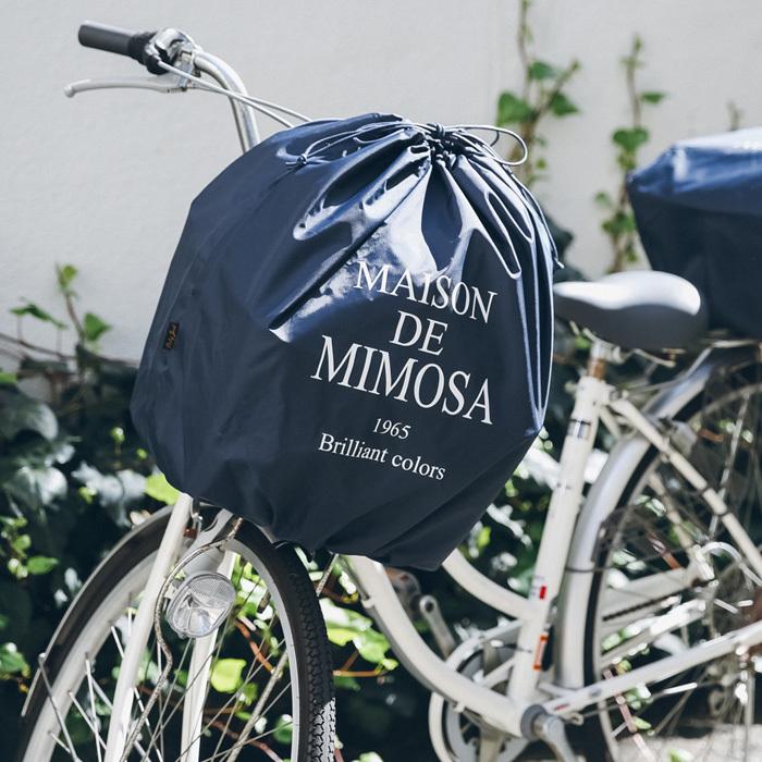 自転車かごカバー きんちゃく 前 おしゃれ  撥水 はっ水 雨  雨よけ 巾着 MIMOSA ミモザ 前カゴカバー レギュラー｜bcolors｜11