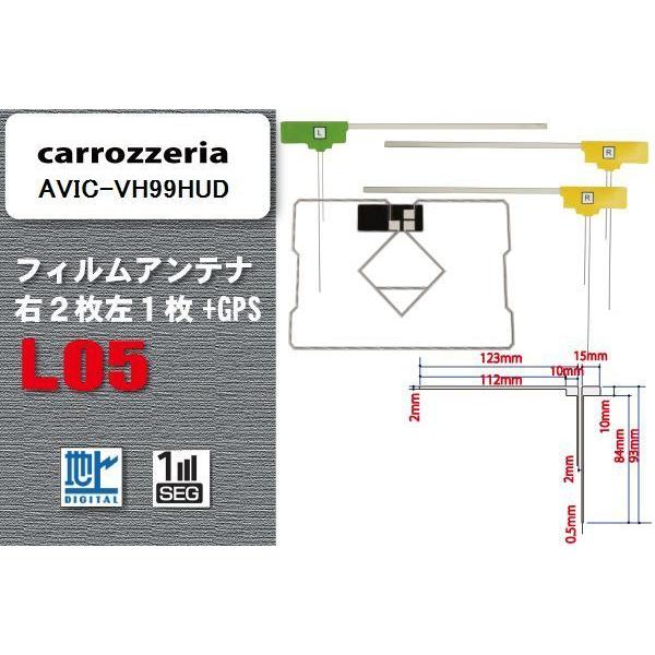 地デジ カロッツェリア carrozzeria 用 フィルムアンテナ AVIC-VH99HUD  対応 ワンセグ フルセグ 高感度 受信 高感度 受信｜bcpto92750