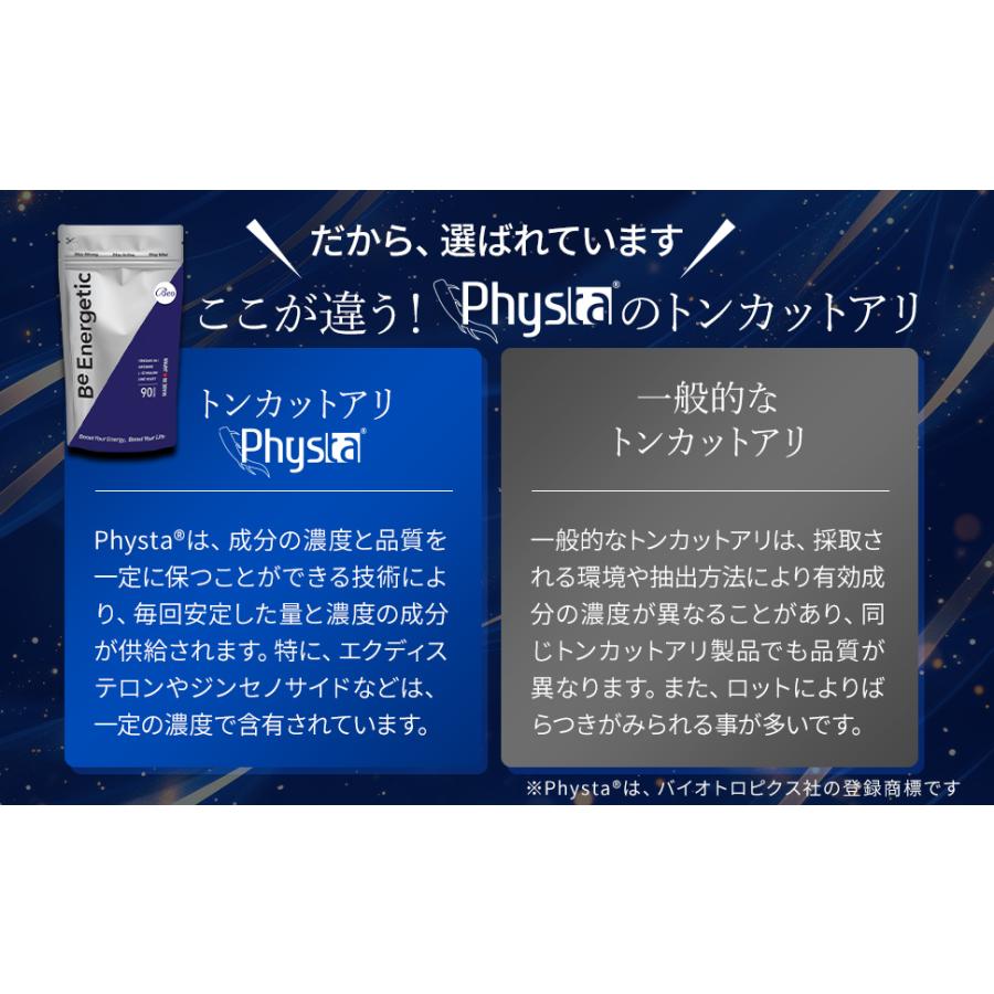 Be Energetic トンカットアリ アルギニン シトルリン 亜鉛 マカ テストステロン サプリ Physta 90カプセル 2袋セット GMP認定工場 国内 ビーエナジティック