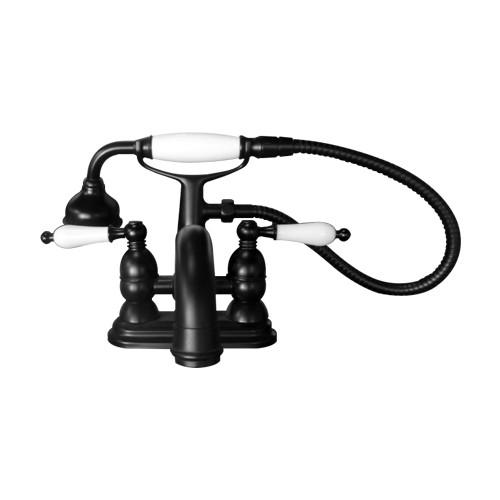 シャワーヘッド おしゃれ リフォーム 交換 DIY付き 混合水栓 陶器 ブラック(黒) ３穴用 奥行25×吐水口高5.5cm INK-0301009HT-S_2