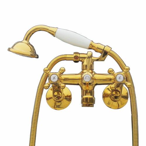 お風呂 シャワーヘッド 浴室 浴槽 混合水栓 壁掛け 壁付け ゴールド 金