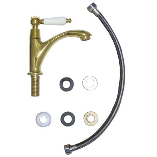 陶器製 蛇口ハンドル 洗面 水栓 蛇口 交換 水栓金具 単水栓 レバーハンドル 陶器 ゴールド