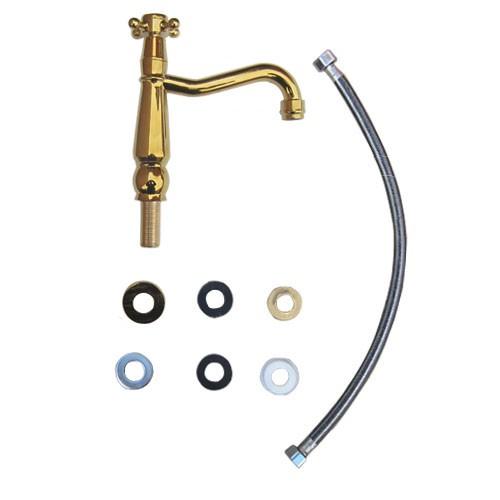 洗面 水栓 蛇口 交換 水栓金具 単水栓 クロスハンドル ゴールド(金