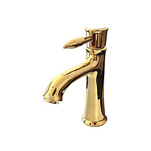 洗面 水栓 蛇口 交換 混合水栓 レバーハンドル ゴールド(金) 奥行11×高