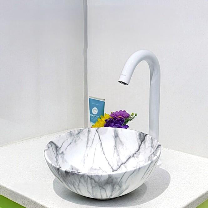 【展示品】未使用 丸型 卓上 手洗い ボウル 陶器 洗面ボウル 洗面ボウル おしゃれ 白 ホワイト コンパクト リフォーム 改装 DIY