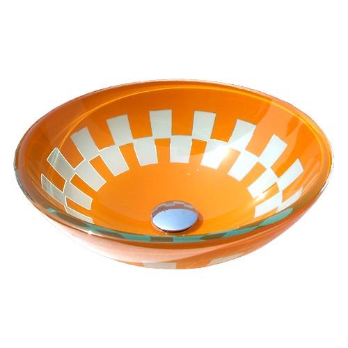 洗面ボウル おしゃれ ガラス リフォーム 丸 ラウンド オレンジ 幅42