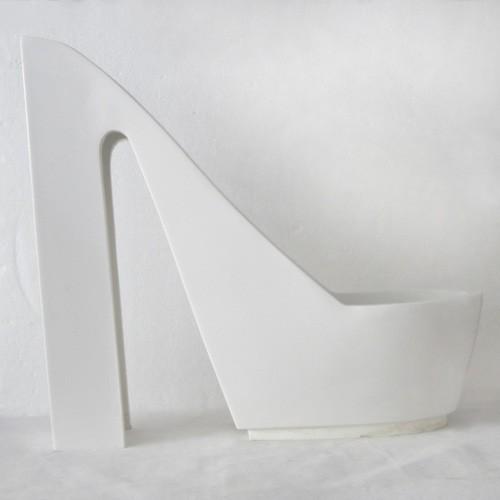 洗面ボウル　おしゃれ　人工大理石　ハイヒール型　リフォーム　ホワイト(白)　幅28cm　INK-0413010H