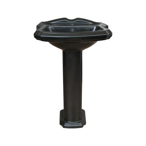 ペデスタルシンク 陶器 足付洗面台 ブラック(黒) 幅47.5×奥行38×高84.5cm INK-0505027H