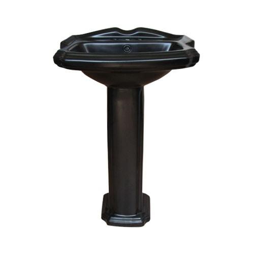 ペデスタルシンク 陶器 足付洗面台 ブラック(黒) 三つ穴 幅47.5×奥行38×高84.5cm INK-0505028H