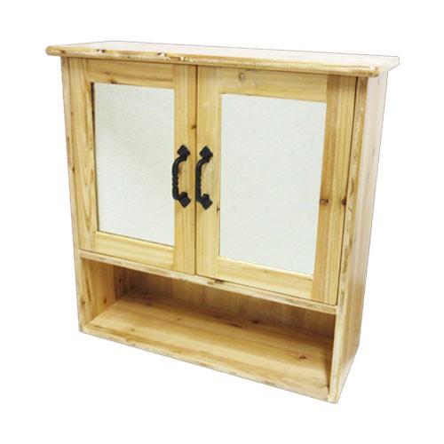 木目キャビネット　鏡面仕上げ ミラーキャビネット おしゃれ リフォーム 交換 DIY(両開き) 木製