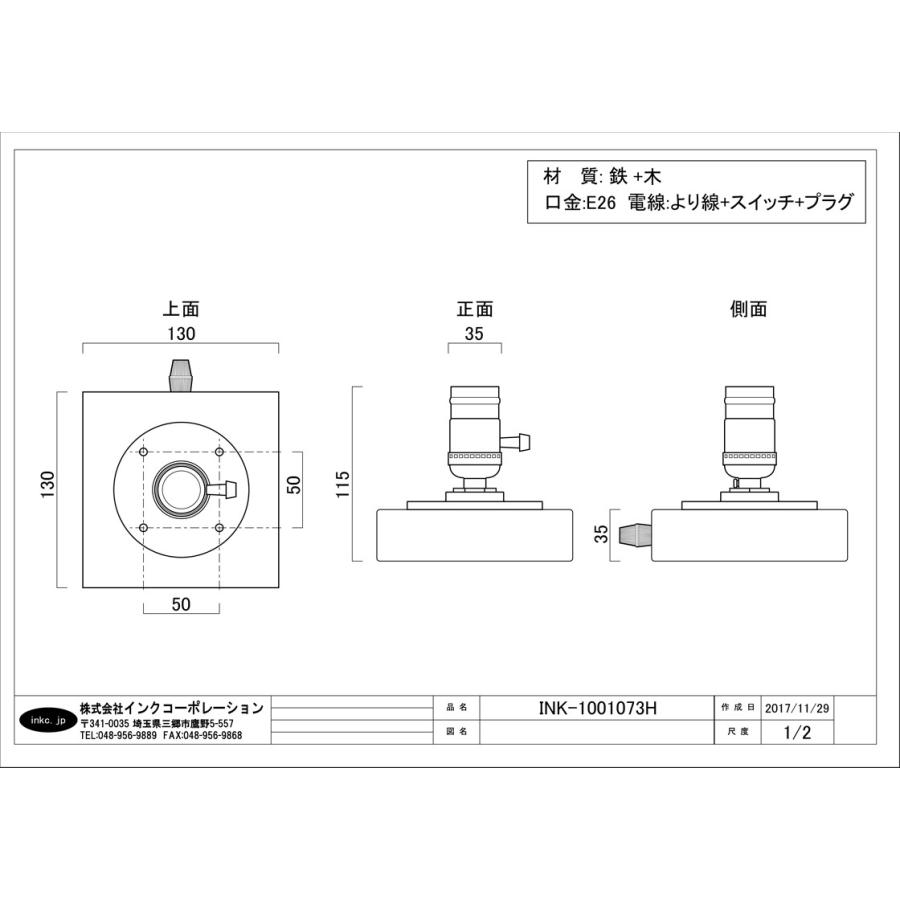 照明 壁 天井 スイッチ・コンセント付 ウォール・シーリングランプ アイアン 奥行13×高11.5cm INK-1001073H｜bcube｜06