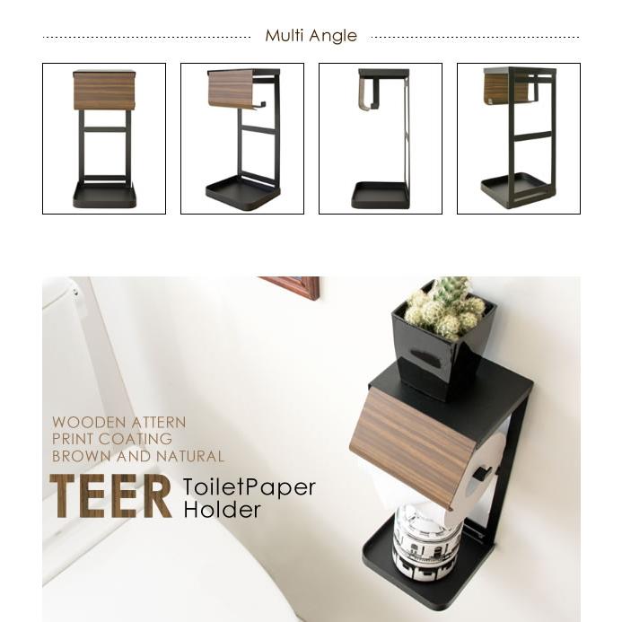 ペーパーホルダー シングル 木目 トイレ 縦型 おしゃれ リフォーム DIY 紙巻器 ホテル 旅館 施設 選べる２色 ブラウン ナチュラル 幅25×奥行10×高8cm TP-950m |  | 09
