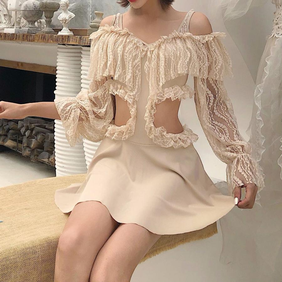 ボリュームスリーブレースワンピース水着 sw0010 p Select 通販 Yahoo ショッピング