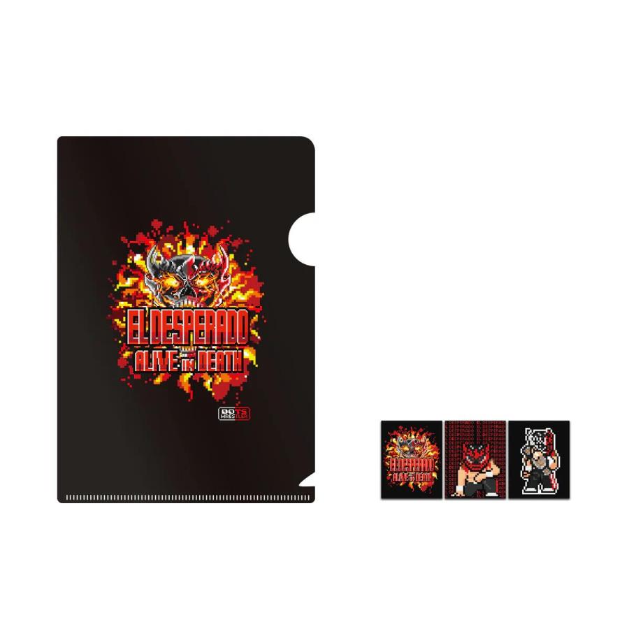 エル・デスペラード 「 dotswrestler」クリアファイル ＆ ステッカー3枚1セット（ALIVE IN DEATH）新日本プロレス NJPW | 