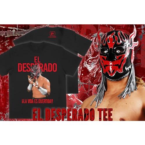 【値下げ　】 エル・デスペラード ブラック×レッドver. エル・デスペラード LA VIDA ES DIVERTIDA Tシャツ (ブラック×レッド