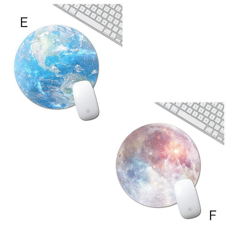 マウスパッド かわいい オシャレ 惑星 宇宙 地球 月 丸型 光学式対応 自宅用 オフィス ズレにくい|bdynamites|06
