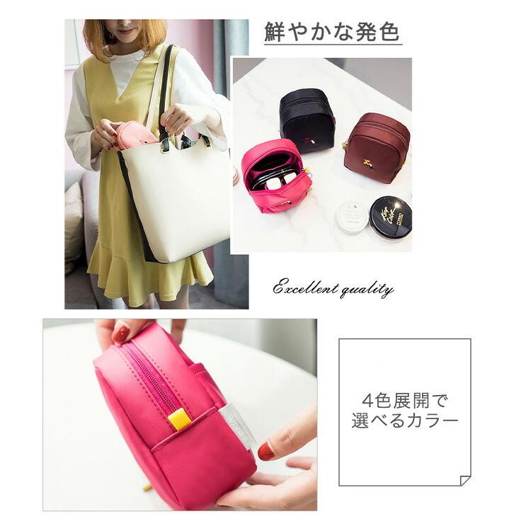 SJMarket限定！化粧ポーチ（ミニバッグ） メイクポーチ ミニサイズ コンパクト 持ち運び便利 仕切り付き 収納力