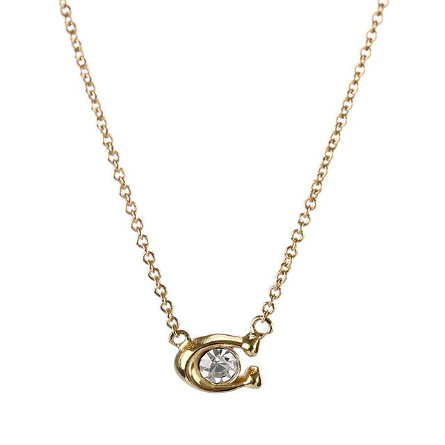 コーチ ネックレス レディース ブランド COACH ペンダント ロゴ 493112 GLD 110 ゴールド クリア アクセサリー_1