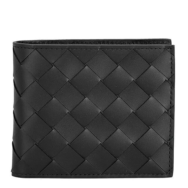 ボッテガ・ヴェネタ 二つ折り財布 二折財布 メンズ ブランド BOTTEGA VENETA 749412-V3US1 8803 ブラック/シルバーの画像