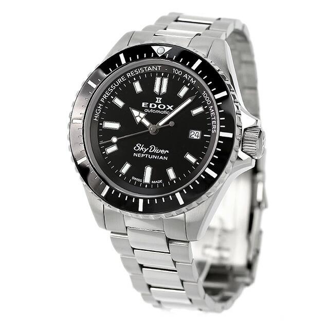 エドックス スカイダイバー ネプチュニアン オートマティック 自動巻き 腕時計 メンズ EDOX 80120-3NM-NIN アナログ ブラック 黒 スイス製の画像