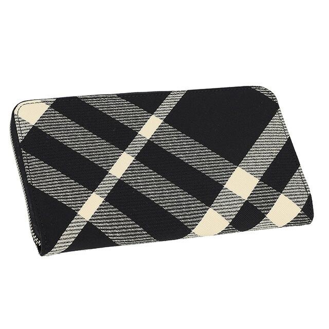 バーバリー 長財布 メンズ ブランド BURBERRY チェック 8089510 ブラック/アイボリーの画像