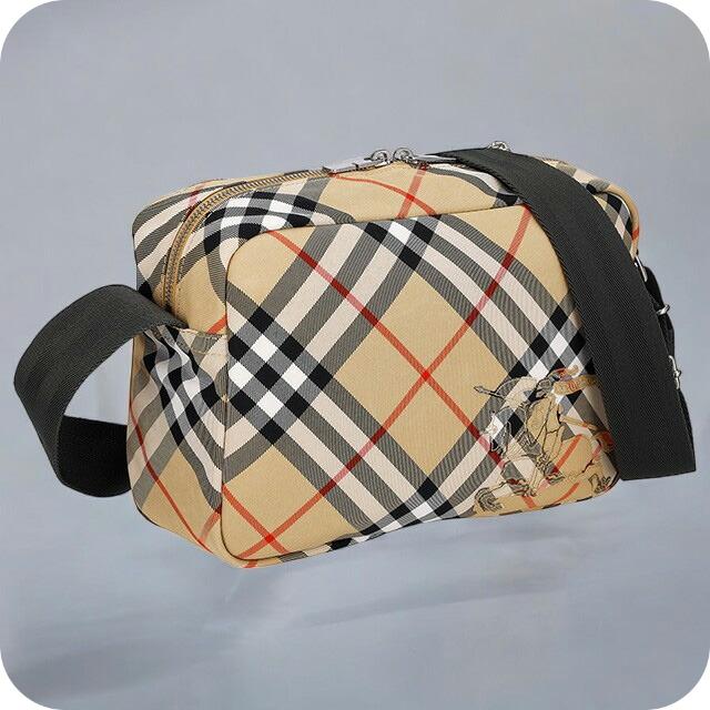 バーバリー　チェック柄 ショルダーバッグ ベージュ・黒 BURBERRY（バーバリー） ショルダーバッグ メンズ ブランド チェック