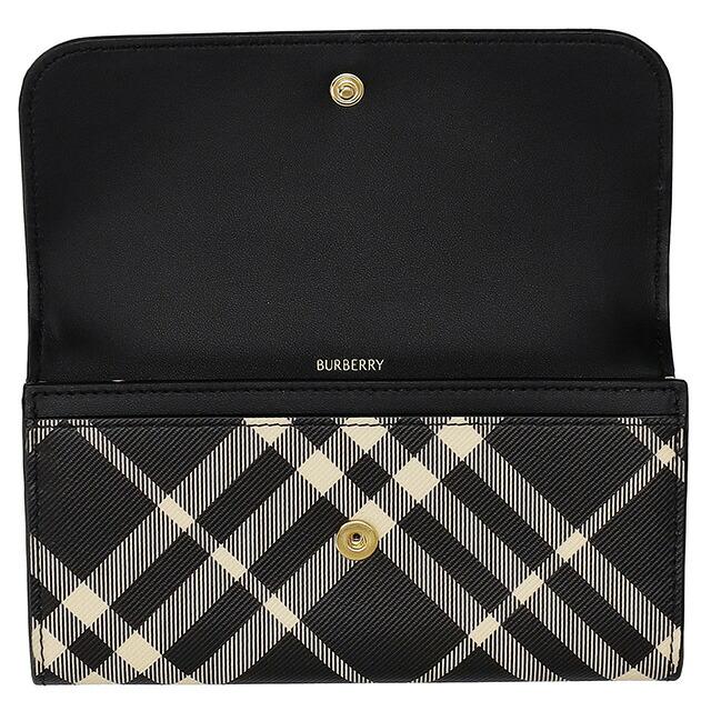 Burberry ブラック チェック柄 長財布　バーバリー バーバリー 長財布 財布 メンズ レグジグ チャコールチェック ラウンド