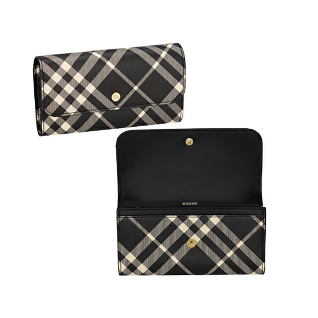 Burberry ブラック チェック柄 長財布　バーバリー バーバリー 長財布 財布 メンズ レグジグ チャコールチェック ラウンド
