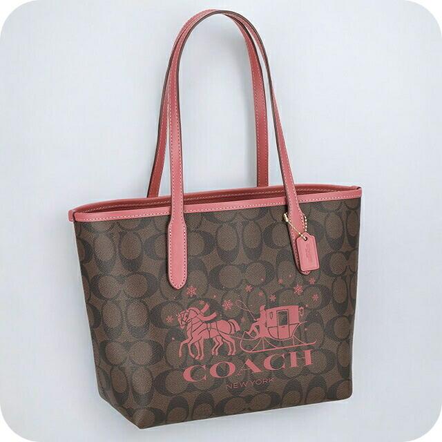 COACH ブラウン ピンク トートバッグ COACH（コーチ） トートバッグ 2way ショルダー レディース