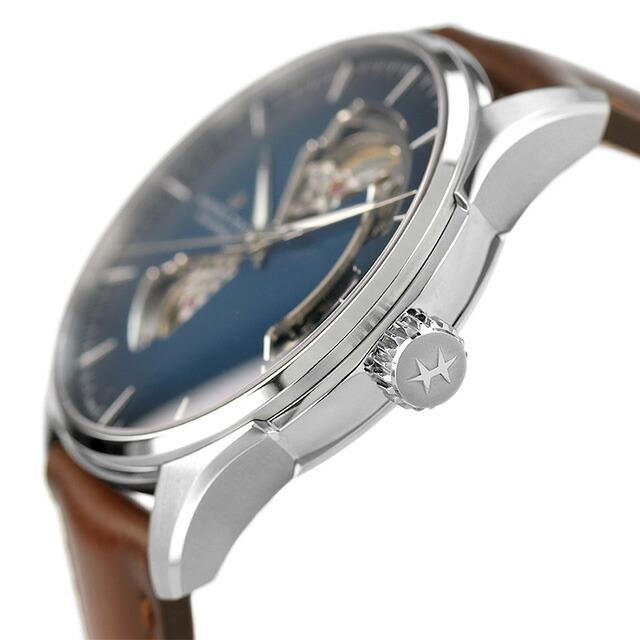ハミルトン ジャズマスター オート 40mm 自動巻き 機械式 腕時計 オープンハート 革ベルト H32675540の画像