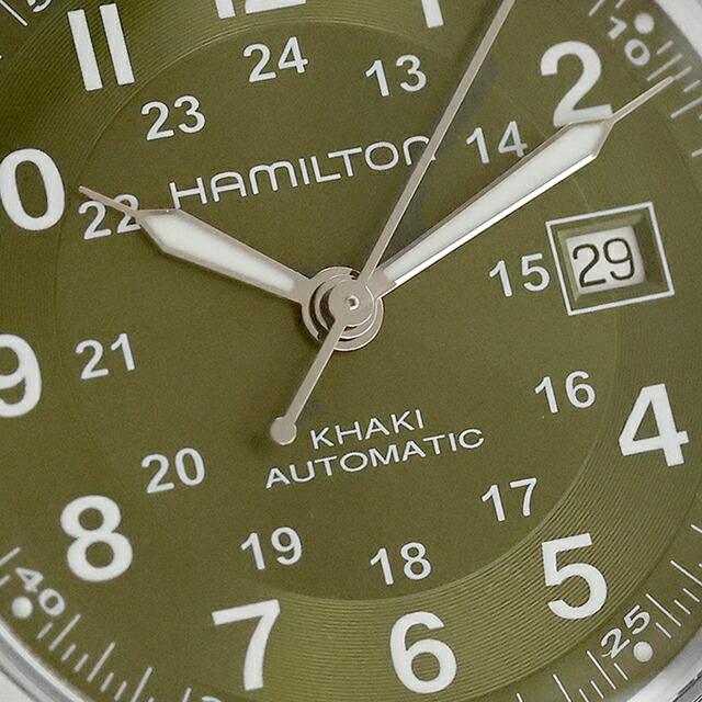 ハミルトン カーキ フィールド オート 42mm 自動巻き 腕時計 ブランド メンズ HAMILTON KHAKI FIELD H70605160 アナログ グリーンの画像