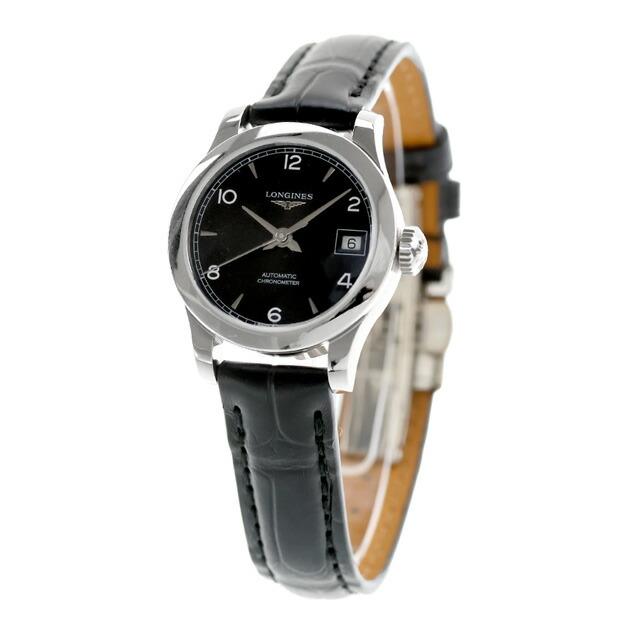 ロンジン レコード 自動巻き 腕時計 ブランド レディース LONGINES L2.320.4.56.2 アナログ ブラック 黒 スイス製の画像