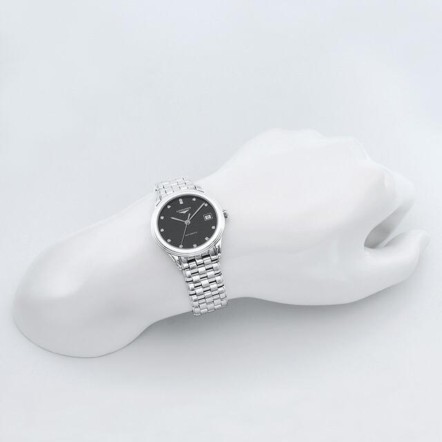 ロンジン フラッグシップ 自動巻き 腕時計 ブランド メンズ LONGINES L4.774.4.57.6 アナログ ブラック 黒 スイス製の画像